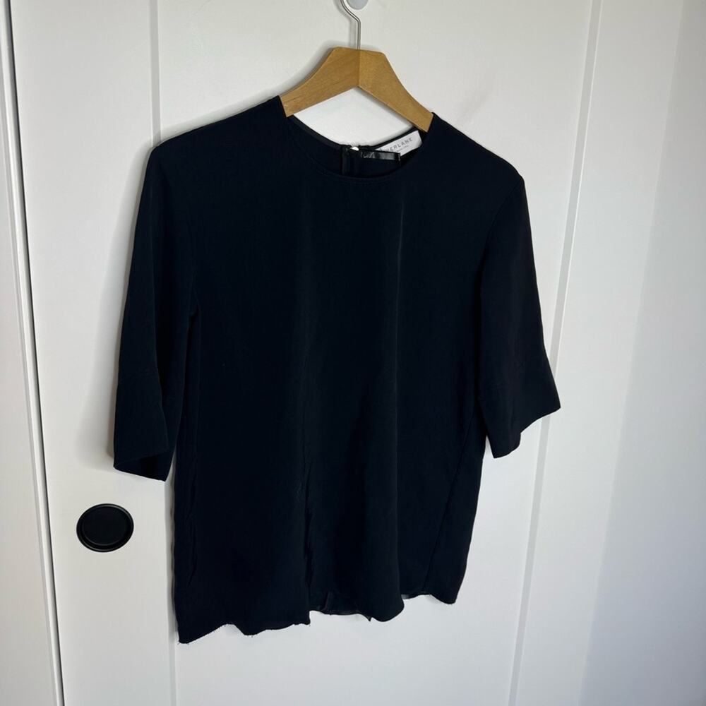 Everlane Triacetate Black Boxy Zip Up Blouse Top Size 0